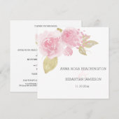 ** Roze Rozen - RSVP QR Gold Floral AR15 Huwelijk Kaart (Voorkant / Achterkant)