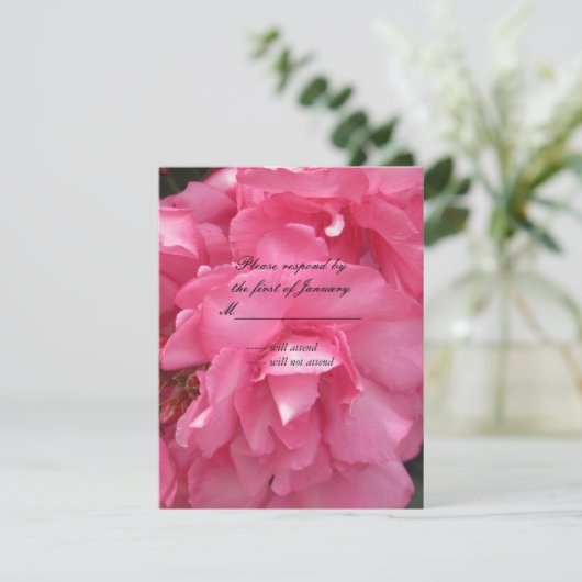  roze rozen RSVP Reply Kaart (Staand voorkant)