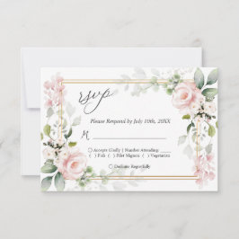 Roze rozen RSVP Reply Kaart