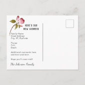 Roze Rozen Rustieke Aqua Fence Nieuw adres Aankondigingskaart (Achterkant)