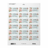 Roze Rozen Rustieke Aqua Fence Nieuw adres Etiket (Full Sheet)