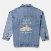 Roze Rozen Rustieke Boho Bruidsmeisje Bruiloft Gif Denim Jacket (Achterkant)