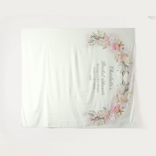 Roze Rozen Sage Groen Vrijgezellenfeest Foto Achte Wandkleed (Voorkant (horizontaal))