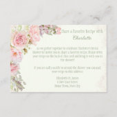 Roze Rozen Sage Groen Vrijgezellenfeest Recept Informatiekaartje (Voorkant)