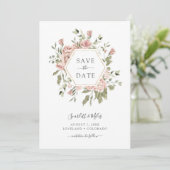 Roze rozen save the date (Staand voorkant)