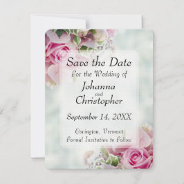 Roze Rozen Save the Date Trouwkaart