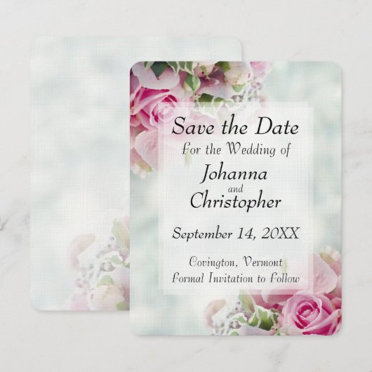 Roze Rozen Save the Date Trouwkaart (Voorkant / Achterkant)