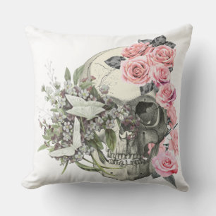 Roze rozen schedel kussen
