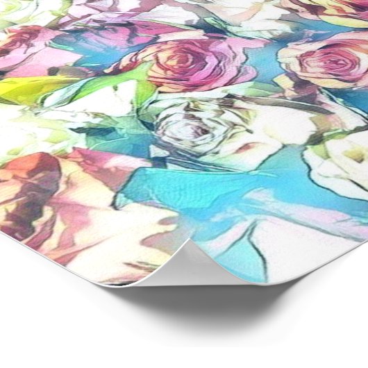 Roze rozen schilderen Afdrukken, waardevol Poster  (Hoek)