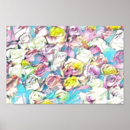 Roze rozen schilderen Afdrukken, waardevol Poster 