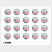 Roze Rozen Schilderen Bruidsdouche Aangepast Ronde Sticker (Vel)