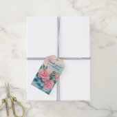 Roze Rozen Schilderen Bruidsdouche AANPASBAAR Cadeaulabel (Met Touw)