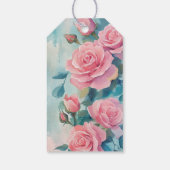 Roze Rozen Schilderen Bruidsdouche AANPASBAAR Cadeaulabel (Achterkant)