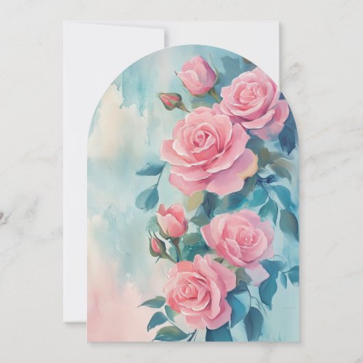 Roze Rozen Schilderen Vrijgezellenfeest CUSTOM Arc Kaart (Achterkant)
