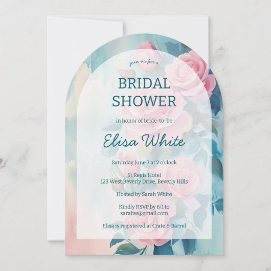 Roze Rozen Schilderen Vrijgezellenfeest CUSTOM Arc Kaart (Voorkant)