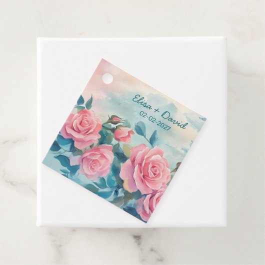 Roze Rozen Schilderen Vrijgezellenfeest CUSTOM Bedankjes Labels (In situ)