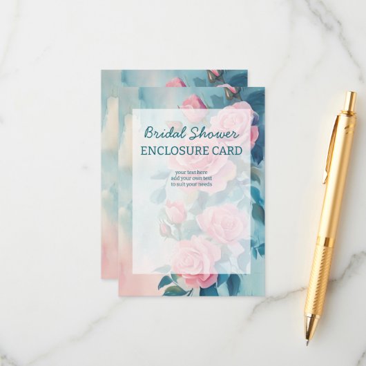 Roze Rozen Schilderen Vrijgezellenfeest CUSTOM Informatiekaartje (Voorkant / Achterkant in situ)