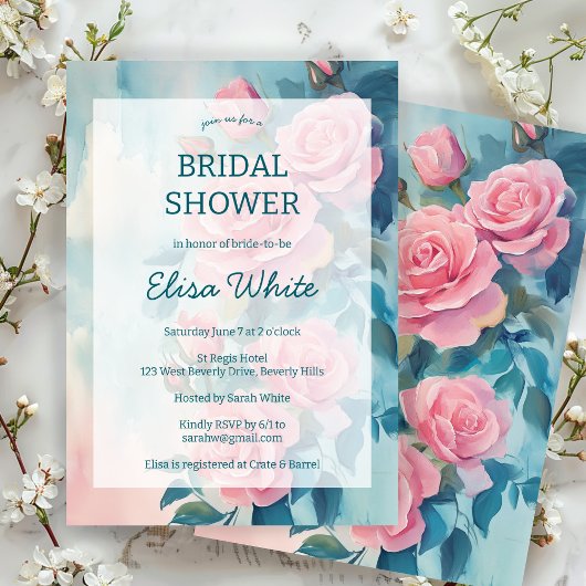 Roze Rozen Schilderen Vrijgezellenfeest CUSTOM Kaart