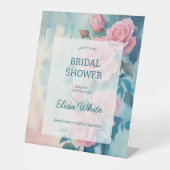 Roze Rozen Schilderen Vrijgezellenfeest CUSTOM Reclamebord Met Voetstuk (Voorkant)