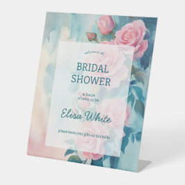 Roze Rozen Schilderen Vrijgezellenfeest CUSTOM Reclamebord Met Voetstuk