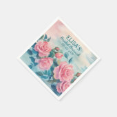 Roze Rozen Schilderen Vrijgezellenfeest CUSTOM Servet (Hoek)