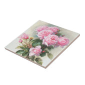  roze rozen schilderend tegel tegeltje (Zijkant)