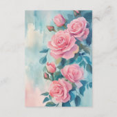 Roze Rozen Schilderij Bruidsdouche Aangepaste QR-c Informatiekaartje (Achterkant)