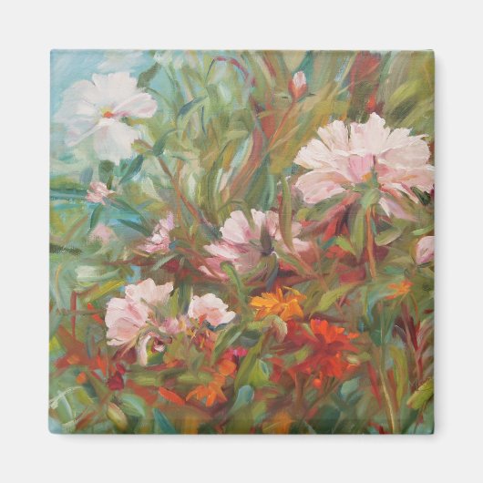 Roze rozen schilderij Magneet (Voorkant)