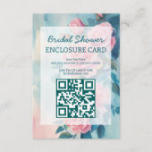 Roze Rozen Schildering Bruids douche Aangepaste QR Informatiekaartje (Voorkant)