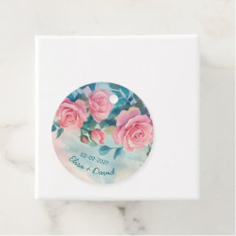 Roze Rozen Schildering Bruids douche CUSTOM Bedankjes Labels