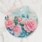 Roze Rozen Schildering Bruids douche CUSTOM Bedankjes Labels (Achterkant)