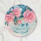 Roze Rozen Schildering Bruids douche CUSTOM Bedankjes Labels (Voorkant)