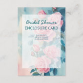 Roze Rozen Schildering Bruids douche CUSTOM Informatiekaartje (Voorkant)