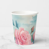 Roze Rozen Schildering Bruidsfeest VERZENDBARE BES Papieren Bekers (Achterkant)