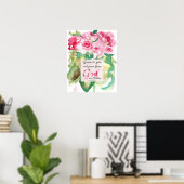 Roze rozen Schrift Romans Genade aan u Poster (Thuiskantoor)
