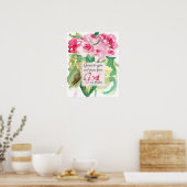 Roze rozen Schrift Romans Genade aan u Poster (Keuken)