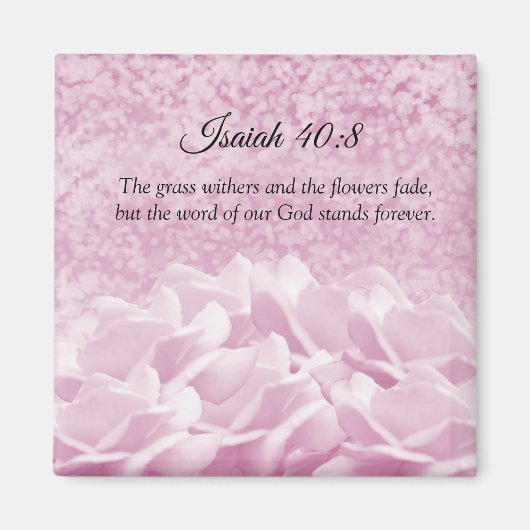 Roze Rozen Schriftuurvers Isaïa Magneet (Voorkant)