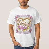 Roze Rozen Schuine Hart custom T-shirts (Voorkant)