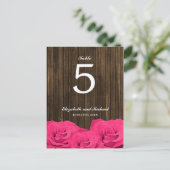 Roze Rozen Schuur Hout Trouwtafel Nummer Briefkaart (Staand voorkant)