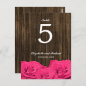 Roze Rozen Schuur Hout Trouwtafel Nummer Briefkaart (Voorkant / Achterkant)