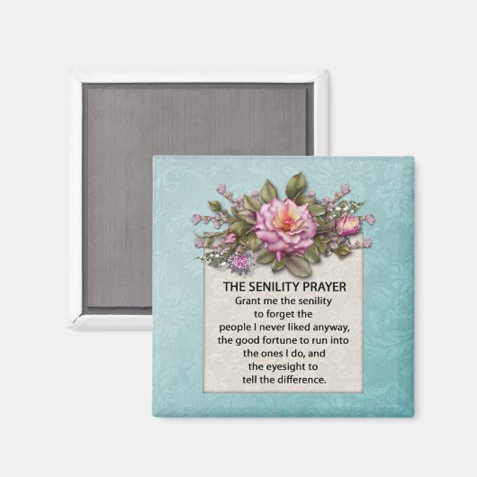 Roze Rozen Senility Gebed Magneet (Voorkant / Achterkant)