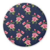 Roze rozen, Shabby, aangepaste keramische knop (Voorkant)