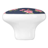 Roze rozen,  Shabby, aangepaste keramische knop (Zijkant)