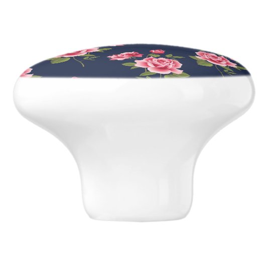 Roze rozen, Shabby, aangepaste keramische knop (Zijkant)