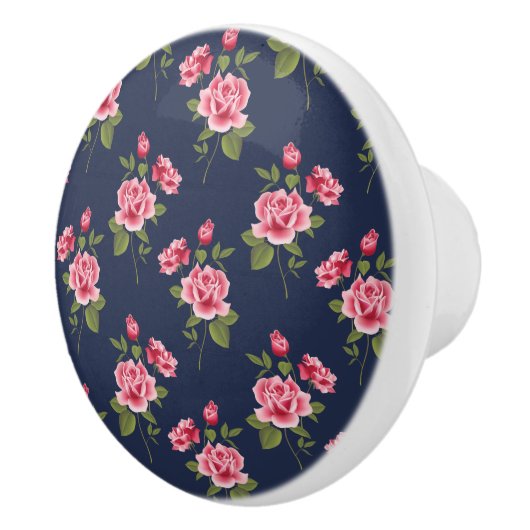 Roze rozen, Shabby, aangepaste keramische knop (Rechts)