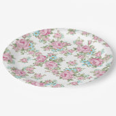 Roze Rozen Shabby  Chic Antiek Papieren Bordje (Gekanteld)