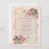 Roze  Rozen Shabby Chic Baby shower Kaart (Achterkant)