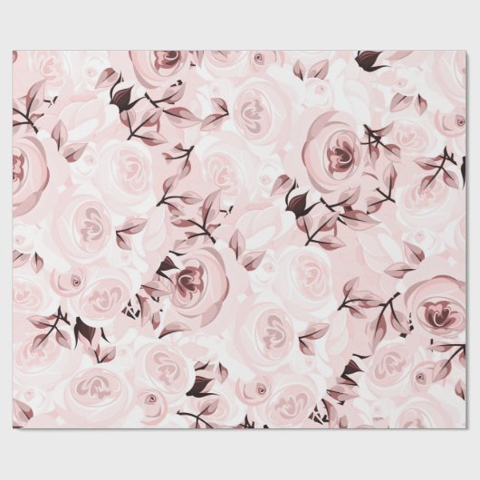 Roze Rozen Shabby Chic Glam Elegante Bloem Party Cadeaupapier (Vlak)