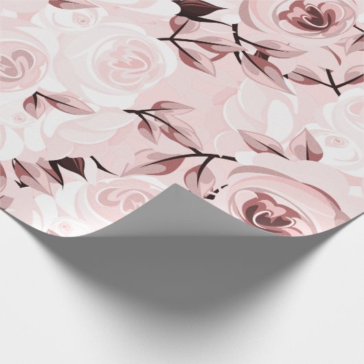 Roze Rozen Shabby Chic Glam Elegante Bloem Party Cadeaupapier (Hoek)
