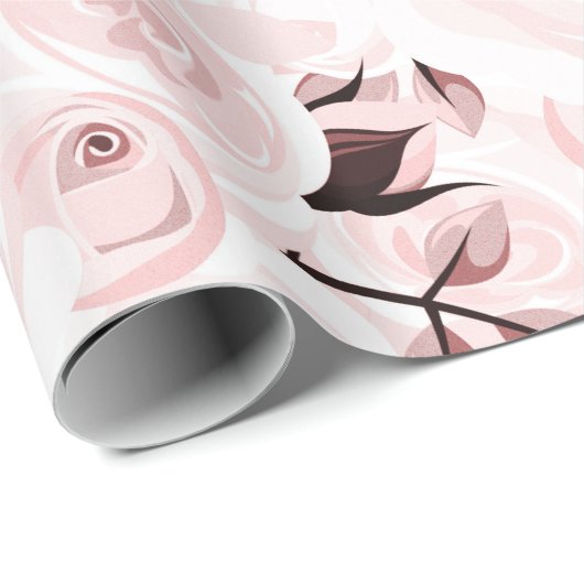 Roze Rozen Shabby Chic Glam Elegante Bloem Party Cadeaupapier (Rol Hoek)